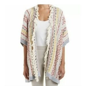 Cabi Love Cardigan Collection Siesta Poncho Sweater XS/SM V Neck Tassel Knitwear
